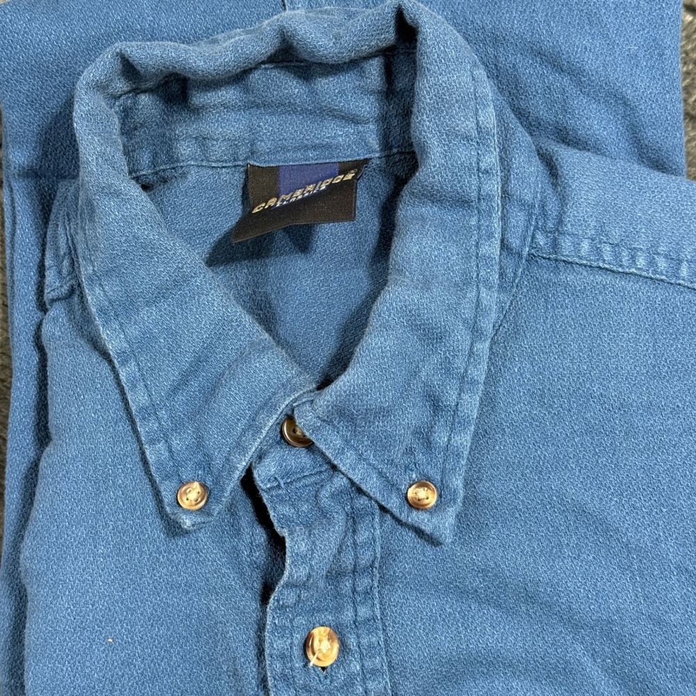 Cambridge Classics Button Down Shirt Mens L Blue Short Sleeve‎ Cotton Blend